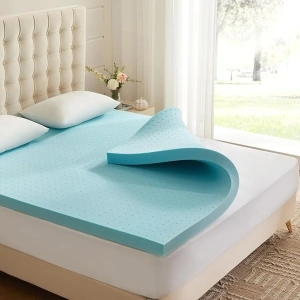 3 Inch Memory Foam Mattress Topper King, Mattress Pad Gel Infused Foam Bed Topper, Ventilated Soft Blue,King Size