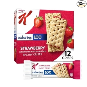 Kellogg's Special K Pastry Crisps, 100 Calorie Snacks, Breakfast Bars, Strawberry, 5.28oz Box (12 Crisps)