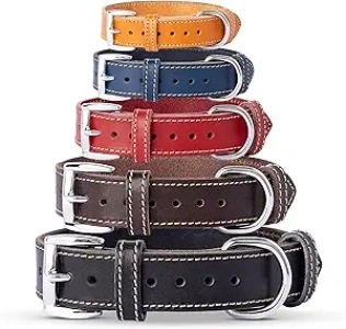 Genuine Leather Dog Collar, Adjustable Leather Dog Collar for Small and Large Dogs (Large: Neck 16.5