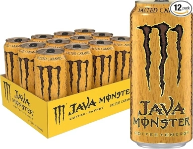 Monster Energy Java Monster Salted Caramel, Coffee + Energy Drink, 15 Fl Oz (Pack of 12)