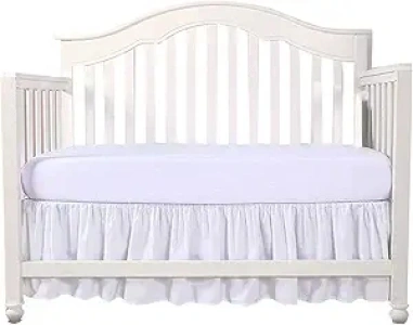 White Crib Bed Skirt Dust Ruffle, Split Corner 100% Natural Cotton Nursery Crib Toddler Bedding Skirt for Baby Girls or Boys, Infant Crib Bed Skirt Ruffled with Split Corners, 14