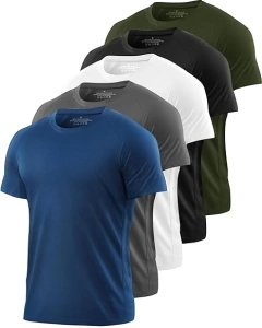 5 Pack Mesh Workout Shirts for Men Dry Fit Gym Shirts Quick Dry Athletic Short Sleeve T-Shirt Moisture Wicking