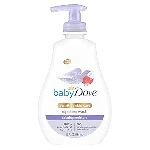 Baby Dove Sensitive Skin Care Baby Wash Calming Moisture For a Calming Bath Wash Hypoallergenic and Tear-Free, Washes Away Bacteria 13 oz