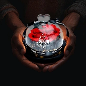 Long-Lasting Fresh Real Rose Flowers to Express Love for All Occasions Ideal for Indoor Decoration Eternal Rose Gift Box with LED(Red)