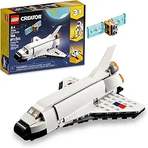 LEGO Creator 3 in 1 Space Shuttle Building Toy for Kids, Creative Gift Idea for Boys and Girls Ages 6 and Up, Build and Rebuild This Space Shuttle Toy into an Astronaut Figure or a Spaceship, 31134