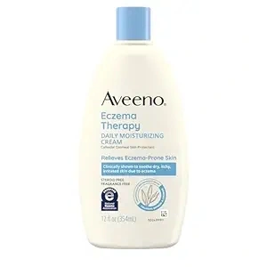 Aveeno Eczema Therapy Daily Moisturizing Cream for Sensitive Skin, Soothing Eczema Relief Cream for Itchy, Dry Skin, Fragrance-Free Itch Cream, 12 FL OZ
