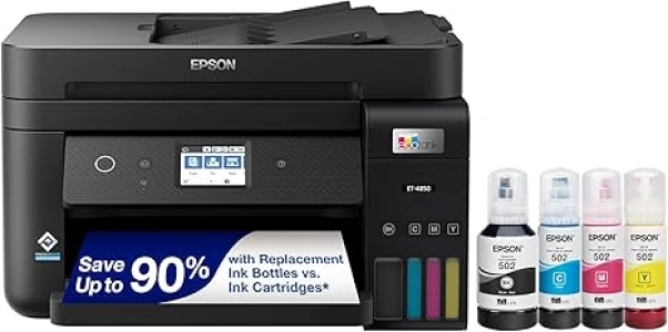 Epson EcoTank ET-4850 Wireless All-in-One Cartridge-Free Supertank Printer with Scanner, Copier, Fax, ADF and Ethernet – The Perfect Printer Office - Black