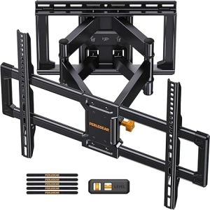 Perlegear UL Listed Full Motion TV Wall Mount for 42-85 inch TVs up to 132 lbs, TV Mount with Dual Articulating Arms, Tool-Free Tilt, Swivel, Extension, Leveling, Max VESA 600x400mm, 16