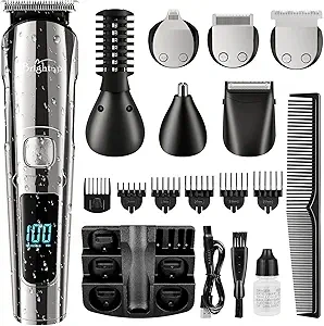 Brightup Beard Trimmer for Men - Electric Razor & Shaver, Cordless Hair Clippers Trimmers Set, IPX7 Waterproof Mens Grooming Kit for Shaving Face, Mustache, Body, Ear, Nose Hair Trimmer, Gifts for Men