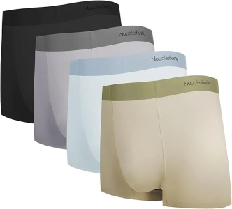 Men's Boxer Briefs, Short Leg Seamless Boxer Briefs, Men's Briefs, Silk Lining Boxer Briefs, 4-Pack