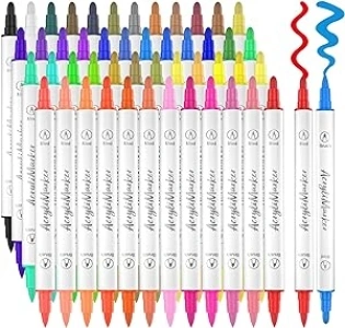 Banral 48 Colors Acrylic Paint Pens Markers, Dual Tip with Medium Tip and Brush Tip Paint Pens for Rock Painting, Stone, Wood, Calligraphy, Canvas, Ceramic, Metal, Glass, DIY Crafts