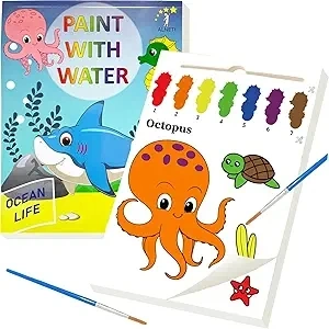 Paint with Water for Toddlers Ages 1-3 3-5 - Water Coloring Books for Kids - Toddler Arts and Crafts for Boys - Girl Project for 2 4 3 Year Old - Watercolor Painting Book - Kid Art Supplies Craft Kit