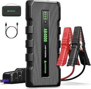 Jump Starter, 4000A Battery Jumper Starter Portable, 12V Car Battery Jump Starter for Up to 10L Gas/8L Diesel Engines, Jump Pack with Jumper Cables and EVA Protection Case (AB4000)