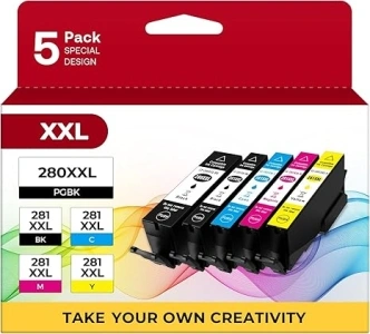 PGI-280 XXL/CLI-281 XXL Ink Cartridge 5 Color Value Pack Replacement Compatible with Printer TR8520 TR8620 TR7520 TR8600 TS6120 TR8500 TS6220 TS9120 (5 Pack)