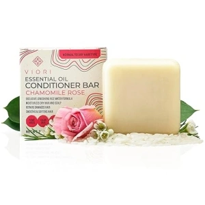 Viori Chamomile Rose Essential Oil Conditioner Bar Made with Rice Water - Handcrafted All Natural Organic Conditioner