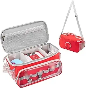 Hautton Carrying Case for Toniebox Starter Set, Portable Travel Carrying Bag for Tonies Audio Player, Tonies Figures, Headphone and Charging Station with Shoulder Strap and Handle -Red