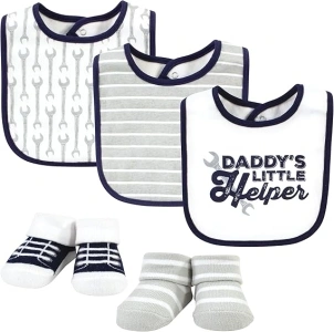 Hudson Baby Unisex BabyCotton Bib and Sock Set