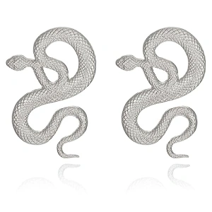 Snake Earrings for Women, Long Serpent Earrings Taylor Reputation Snake Earrings Punk Gothic Earrings for Teen Girls, Vintage Snake Jewelry Inspired Fans Gift for Halloween (1594, silver)