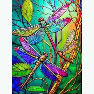 Stalente Diamond Painting Kits for Adults, 5D DIY Diamond Art Kits for Beginners Round Full Drill Diamond Painting for Home Wall Decoration Gift 12×16inch, Dragonfly