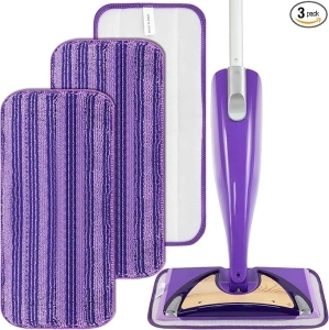 Reusable Microfiber Mop Pads Compatible with Swiffer Wet Jet Mops, Wet Jet Pads Refills for Swiffer Mop, 3 Pack Washable Mop Refill Pads for Floor Cleaning for Any Floor Types, Wet Dry Use