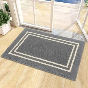 Indoor Door Mat, Front Back Outdoor Mat Rubber Backing, Low-Profile Entrance Rugs, Absorbent Resist Dirt Doormats Inside Doormat for Entryway-24 x36, Grey