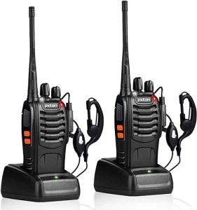 Walkie Talkies Rechargeable Long Range Two-Way Radios with Earpieces,2-Way Radios UHF Handheld Transceiver Walky Talky with Flashlight Li-ion Battery and Charger(2 Pack)