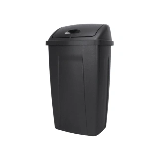 Mainstays 13 Gallon Trash Can, Plastic Swing Top Kitchen Garbage Trash Can, Black, 12.5