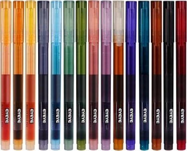 EYEYE Colored Liquid Ink Rollerball Pens, 15 Pack Assorted Colors, 9 Morandi and 6 Vintage, 0.5mm Fine Point Smooth Writing for Journaling Note Taking School Office Home