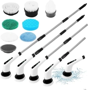 Electric Spin Scrubber, Cordless Shower Scrubber for Cleaning with 7 Multi-Purpose Cleaning Brush Heads, Bathroom Scrubber with Long Handle, Power Scrubber for Cleaning Wall, Floor, Bathroom, Kitchen