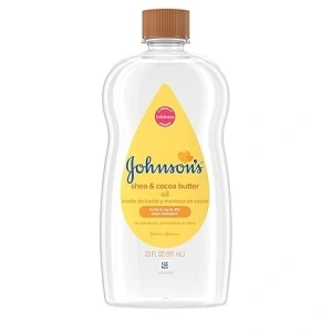 Johnson's Baby Oil, Mineral Oil Enriched with Shea & Cocoa Butter to Prevent Moisture Loss, Hypoallergenic, 20 fl. oz