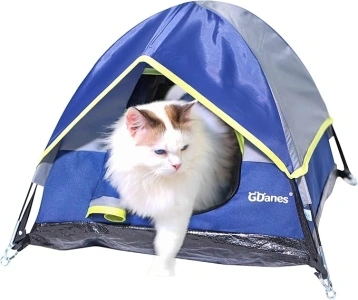 Blue Cat Tent, Large Cave Bed for Indoor Cats and Small Dogs with Soft Mat - 22