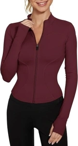 LUYAA Women's Workout Jacket Lightweight Zip Up Yoga Jacket Cropped Athletic Slim Fit Tops