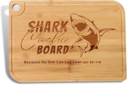 Shark Cootie Charcuterie Board, (11x7 in) Cheese Board, Laser Engraved Cutting Board, Bamboo Board, Sharkcootie Serving Tray, Funny Housewarming Gift, Wedding Gifts