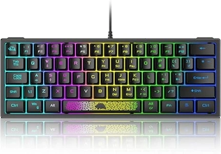 60% Wired Gaming Keyboard, RGB Backlit Ultra-Compact Mini Keyboard, Waterproof Small Compact 62 Keys Keyboard for PC/Mac Gamer, Typist, Travel, Easy to Carry on Business Trip(Black)