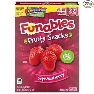 Funables Fruit Snacks, Strawberry Fruit Flavored Snacks, 0.8 Ounce Pouches (22 Count)