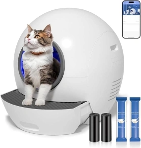 Self Cleaning Litter Box for Cats 2 Pack Cat Litter, Nafcefi Automatic Cat Litter Box Self Cleaning Extra Large, Robot Litter Box Self Cleaning App Control/Odor Removal/Safety Protection Litter Box