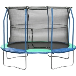 JumpKing Oval 8' x 11.5' Trampoline, with Enclosure, Blue/Green