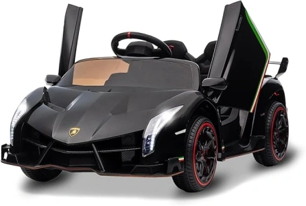 12V Ride on Car, GAOMON Licensed Lamborghini Veneno Electric Car for Kids w/Remote Control, 3 Speeds, Hydraulic Doors, Led Headlights, Rocking & Music, Battery Powered Sports Car for Boys Girls, Black