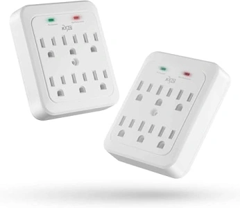 KMC Wall Surge Protector, 980 Joule, 6-Outle Wall Plug Adapter Power Strip, White(2 Pack)