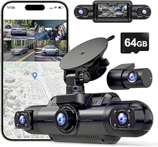 4-Channel Dash Cam Front and Rear Inside Left Right 360 View, Dash Camera for Cars with GPS WiFi, Free 64GB Micro SD Card, FHD 1080P, Compact Design