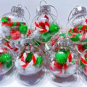 Christmas Ornaments - Christmas Tree Decorations - Set of 12 Christmas Decorations Candy Cane Home Decor Green Red White Tree Wreath Garland Peppermint