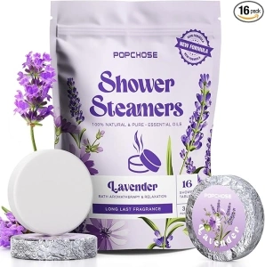 Shower Steamers Aromatherapy - 16 Pack Lavender Shower Tablets Stress Relaxation Self-Care Shower Bombs with Essential Oils, Stress Relief & Home SPA, Halloween Stocking Stuffers Christmas Gifts