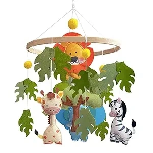 Jungle Animals Baby Mobile, Safari Nursery Room Decor, Nursery Baby Crib Mobile, Wild Animals Decoration, Wild Animals Mobile (Jungle Animals Baby Mobile Hanger)