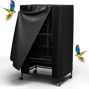 Bird Cage Cover for Night - with Top Blackout Birdcage Cover for Winter Universal Breathable Large Nighttime Cage Cover for Bird (Black, 19x19x40 inch)