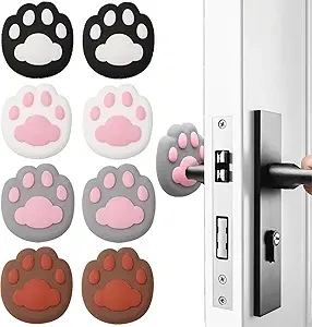 8 Pcs Door Stoppers for Wall, Door Knob Wall Protector Door Silencer Wall Covering Panels Door Bumper Self Adhesive Cute Cat's Paw Wall Decor