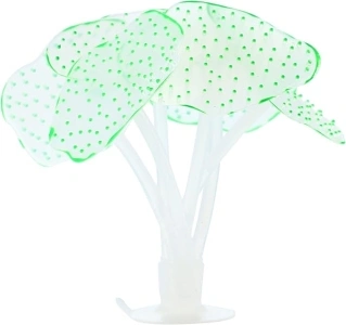 VOCOSTE Soft Silicone Glowing Aquarium Simulation Coral with Sucker, Fluorescence Aquatic Artificial Coral for Fish Tank Decoration, Green