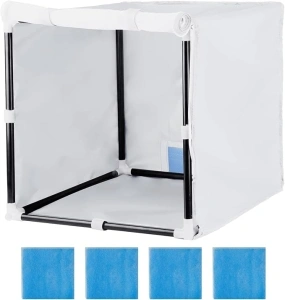 Siebwin Airbrush Paint Spray Booth,16.5 * 16.5 * 16.5inch Portable Spray Paint Booth Tool with Filter & Curtain, Tool for DIY Projects, White