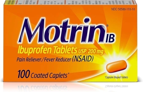 Motrin IB Pain Reliever Fever Reducer (NSAID) Ibuprofen Tablets, 100 Count