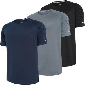 ZPB Men's 3 Pack Workout Shirts Dry Fit Moisture Wicking Short Sleeve Mesh Athletic T-Shirts