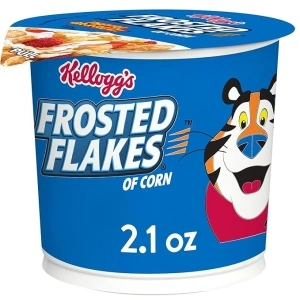 Kellogg's Frosted Flakes Cold Breakfast Cereal Cup, 8 Vitamins and Minerals, Kids Snacks, Original, 2.1oz Cup (1 Cup)